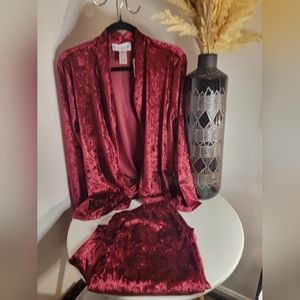 2 piece velvet pajama set